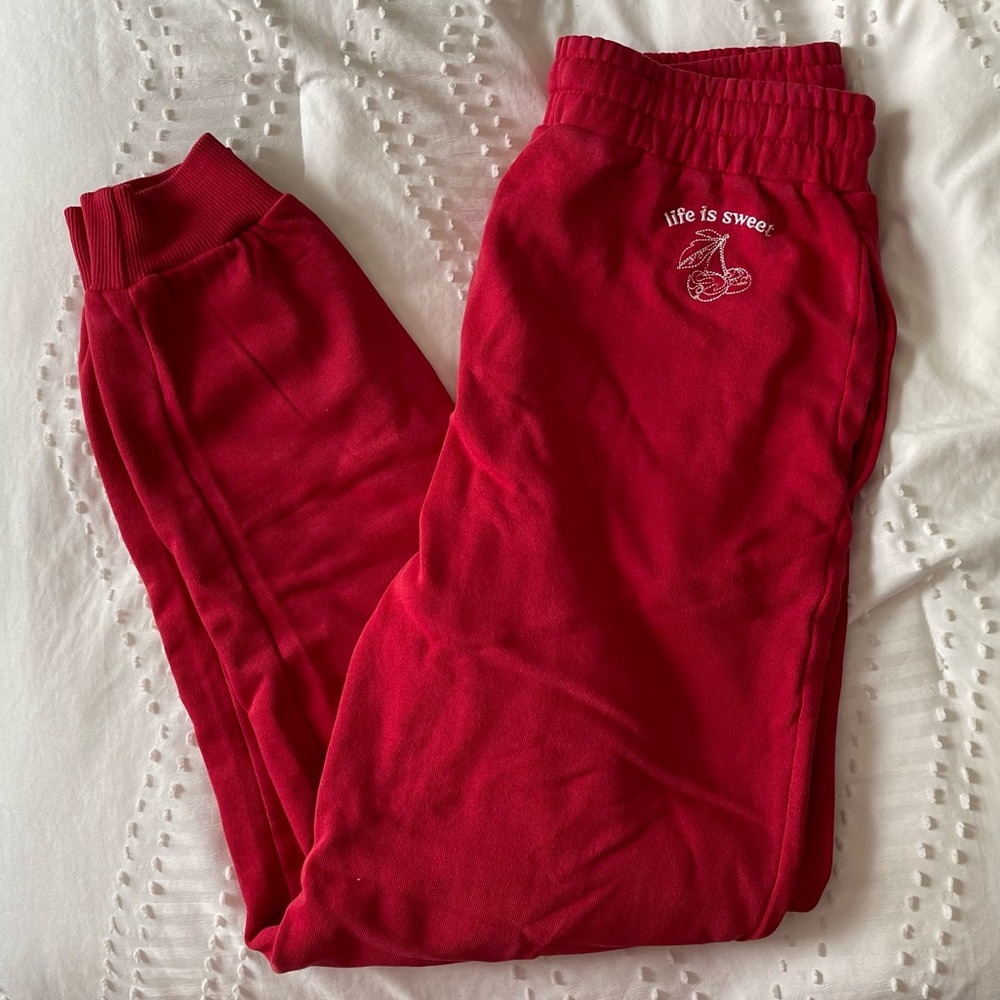 Bright Red Love Bite Vitality Cuffed Joggers Sweatpants